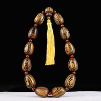 South American Yellow Flower Pear Handheld Tiger Leather Sandalwood Hand String Drop Shaped Olive Bead Car Rearview Mirror Car Hang Gear Pearl