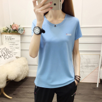 Quick-drying women's short sleeve large size slim mountaineering outdoor sports running breathable fitness summer stretch quick-drying t-shirt