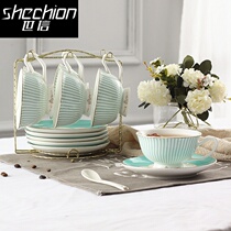 European bone china coffee cup and saucer set American coffee set English afternoon flower tea set teacup spoon home office