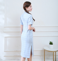 New modified cheongsam fashion celebrity temperament slim Chinese style Young long split dress autumn