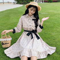 Autumn 2021 Skirt Female Summer Student Small Women Women New hipster Plaid Joker Vintage Dress