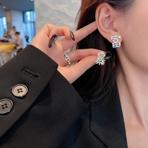 Rich earrings sterling silver thin high-end net red earrings of the same style 2021 new trendy diamond-encrusted New Year rich earrings