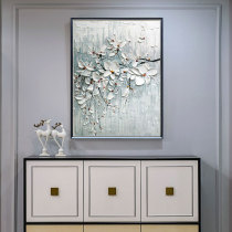  Modern minimalist restaurant decoration painting plum blossom abstract painting entrance aisle corridor hanging painting Nordic style hand-painted oil painting