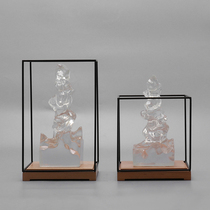 Modern New Chinese Creative Iron Art Transparent Resin High-end Living Room TV Cabinet Xuan Guan Wine Cabinet Soft Adornment Pendulum