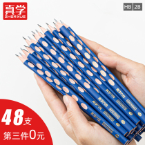 Zhenxuedong Pen pencil Primary School students first grade hb pencil triangle pole hole pencil non-toxic kindergarten with beginners children sketch correction 2b writing pen drawing stationery supplies