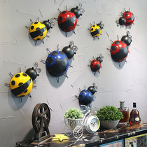 Wrought iron ladybug wall hanging kindergarten cartoon insect wall decoration Creative ladybug wall decoration three-dimensional wrought iron