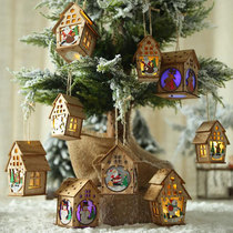 Christmas decorations creative wooden Christmas house window decoration pendant Christmas tree old deer cabin ornaments