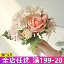 Simulation Rose Embroidered Ball Bouquet Nordic Living Room Table Furnishing Plastic Fake Floral Home Decoration Wedding Handheld Floral