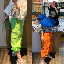 BORAKOO Korea Dongdaemun summer self-retention 3-color recommendation~green blue orange~Elastic waist casual pants