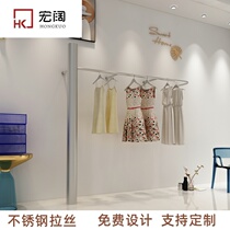 Womens clothing store decoration design renderings Net red clothing store layout display stand stainless steel floor-standing hanging clothes shelves