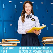 Eaton Gide school uniform shirt Boys Girls blue and white plaid long sleeve shirt 09C121 male 09C210 female