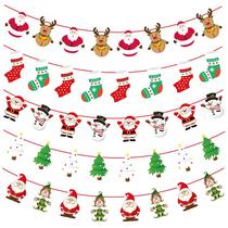 Christmas Decorations Labanner Red Green Flag String Flags Mall Storefront Roof Pendants Paper Laflower Felt Cloth Hanging Accessories