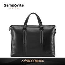 Samsonite Briefcase stitching business mens business travel document bag Cowhide computer bag TN4