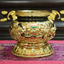 Taiwan gilded painted relief lotus pure copper incense burner home for Buddha sandalwood incense burner to worship indoor incense burner line incense burner