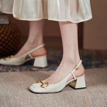 Givenivan crush style aesthetic ~ 2022 new female summer with square head coarse heel temperament and high heel 5cm