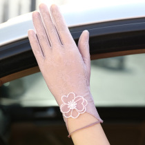 Driving sun protection gloves ladies thin summer riding car elastic shade anti-slip and breathable summer cotton spring autumn touch screen