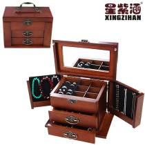 Solid Wood First Decorated Box Wood With Lock Jewelry Containing Box Ornament Containing Box Earrings Earrings Watch String Hand Ornament Box