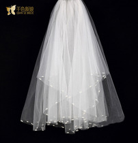 Thousand color bridal veil imitation pearl moon new white Korean multi-layer wedding short yarn soft wedding dress