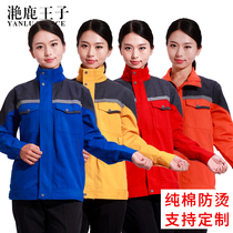 Cotton overalls long sleeve suit men welder anti-scalding wear-resistant spring and autumn factory clothing auto repair clothing autumn and winter tooling customization