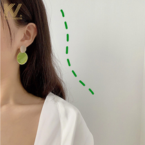 Green earrings female summer S925 silver Net red explosive avocado earrings 2021 new high-end sense light luxury earrings