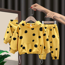 Girls  suit 2021 new Western style childrens net red childrens clothing spring little virgin baby sports sweater two-piece set