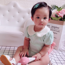 Baby jumpsuit summer new net red baby clothes cute princess short sleeve ha clothes girl baby lace climbing suit