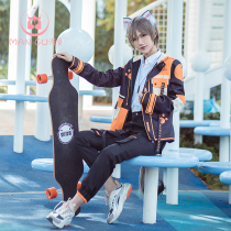 Spot food language cos Luwu anthropomorphic jacket neutral tooling pants Luwu mascot full set of Korean Leisure