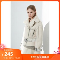 LILY winter New temperament rice white strap big lapel environmental protection fur short coat female 119450I3203