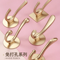 Shoe cabinet wardrobe hooks Nordic Xuanguan wall hanging clothes free of punching single metal gold color fitting room hanging clothes hook