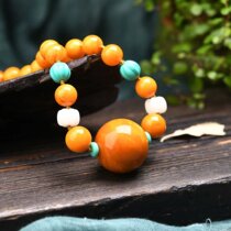 Natural Old Nectar Wax Chicken Oil Yellow Honey Wax Pendant Amber Round Pearl Necklace 30mm Transit Bead Lock Bone Chain Fur Coat Chain