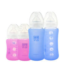  Oules specially equipped with a good child wide diameter glass bottle Silicone anti-fall cover protection anti-scalding protective cover