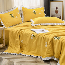 Summer four ruffled round the water air conditioner three-piece single double summer quilts 4 jian tao