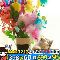 What a beautiful feathers Peacock Pussycat goose ball candy-colored Interactive cat toy