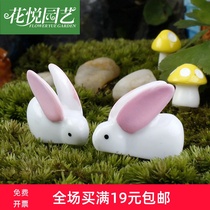 Little white rabbit Rabbit Tuzki Big ear rabbit large moss micro landscape accessories Resin ornaments