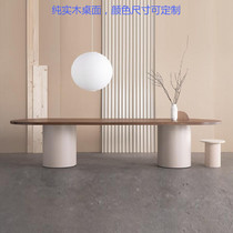  Nordic solid wood oval office desk Modern minimalist conference table Negotiation table Long table desk Training table Hot sale