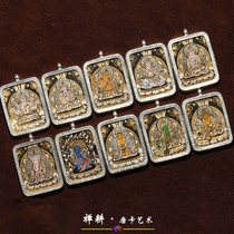 Hand-painted small thangka twelve Zodiac life Buddha pendant black gold micro Tang sterling silver shell Tibetan painter Buddha card