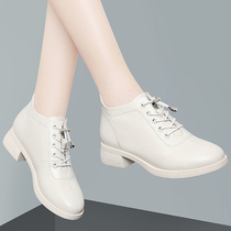 Real leather shoes white super soft leather single shoes 2020 autumn and winter New British small leather shoes Joker casual low heel womens shoes