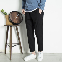 2019 summer cotton 9-point pants mens casual pants small pants trend cargo overalls mens loose 9-point pants