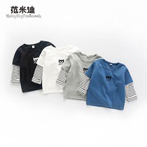 Baby T-shirt men Spring and Autumn Long Sleeve 1-3 years old childrens coat fake two foreign gas cotton baby body shirt base shirt tide