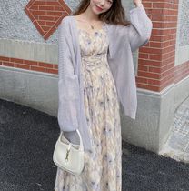 MOBAI Fall gentle and lazy windfall V collar Mahew loose knit cardiovert sweatshirt with long sleeve sweater jacket woman