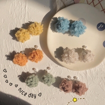 Autumn and winter velvet lamb wool ball earrings 925 silver pin pearl earrings Korean temperament simple Joker earrings