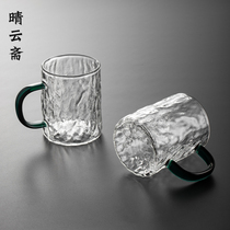 Glacier Texture Glass Cups with handle water glasses Japanese Hammer Grain Beer Cups Home Juice Cups Thickened