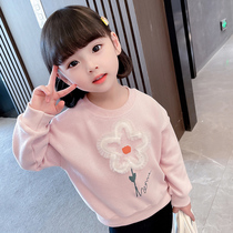 Girls spring clothing sweatshirt 2022 new children Han version foreign air blouses pure cotton long sleeve baby spring autumn season T-shirt 3 years old