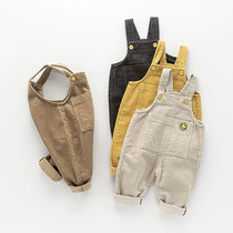 Strap pants baby spring and autumn men 1 a 3 year old female baby corduroy pants foreign children pants casual open gear