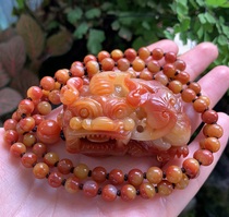 Yang Yujia Yunnan natural yellow dragon Jade chicken blood red color yin and yang eye overlord brave hand play pendant certificate