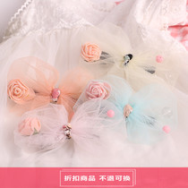 Spot] childrens transparent mesh rose bow candy color psychedelic lady hairpin hair accessories 0518