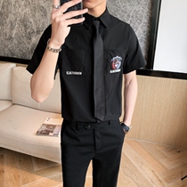 DK Uniformed Mens Summer Short Sleeve JK Shirt Youth Increase Code Lovers Class Clothes Embroidery Hair Stylist Lining Mens Clothing