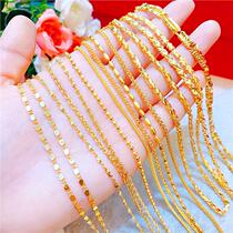 Zhou Dafu Huanmei necklace 18K gold lock bone chain round pearl four-leaf grass wheat ear chain vegetarian chain single chain never fall color