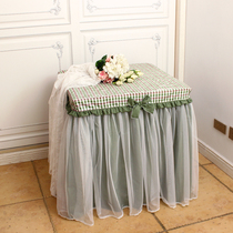 Mustard green lattice cotton square rectangular coffee table square table mahjong machine dust cover electric stove stove cover