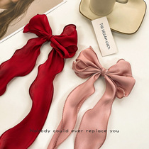 Net red bow ribbon hairclip headgear female Korean version of sweet simple braided hair back top clip hair accessories